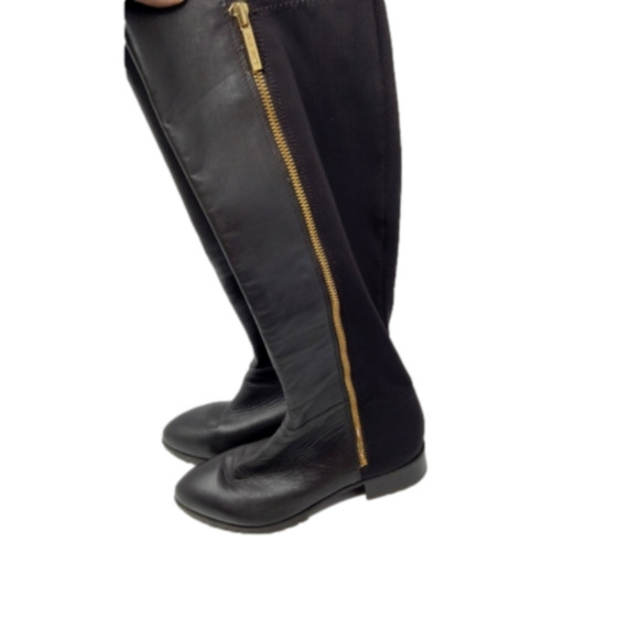 NINE West Brown flat zipper boot knee length size 7 and 1/2 medium new - Picture 1 of 8